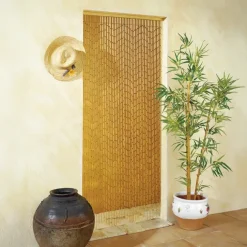 Rideau de porte en bambou avec bâtonnets naturels