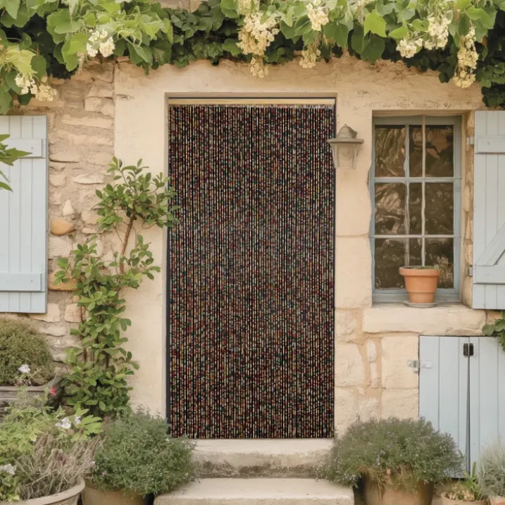 Rideau de porte en perles de bois carré
