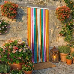 Rideau de porte à lanières colorées