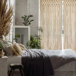 Rideau de porte tissé en macramé