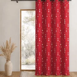 Rideau en jacquard froissé motifs de ronds