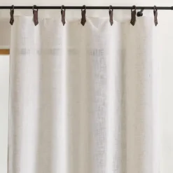 Rideau en tissu polylin à pattes avec anneaux effet cuir
