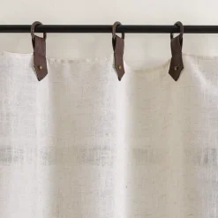 Rideau en tissu polylin à pattes avec anneaux effet cuir