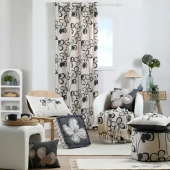 Rideau floral graphique moderne