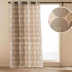 Rideau à œillets en polycoton avec motif métallisé