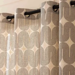 Rideau à œillets en polycoton avec motif métallisé