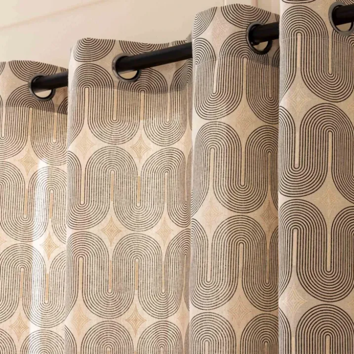 Rideau à œillets en polycoton avec motif métallisé