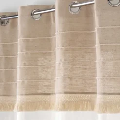 Rideau à œillets en poly-coton et jute avec bande structurée