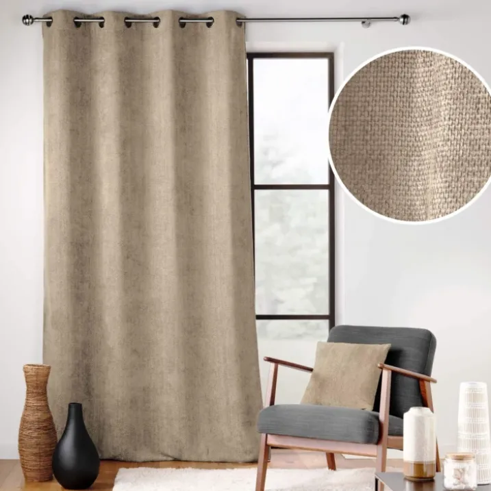 Rideau à œillets en velours chenille