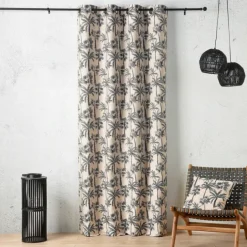 Rideau œillets motif palmier tamisant en tissu texturé