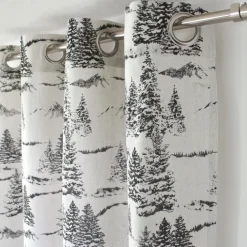 Rideau imprimé montagne en coton recyclé