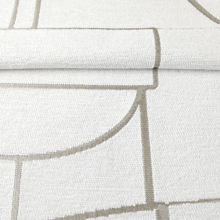 Rideau jacquard chenille motif géométrique tamisant