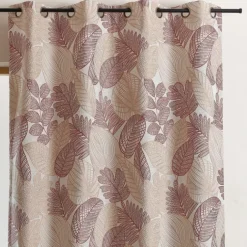 Rideau jacquard en poly-coton à motifs feuilles