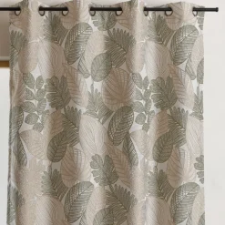 Rideau jacquard en poly-coton à motifs feuilles