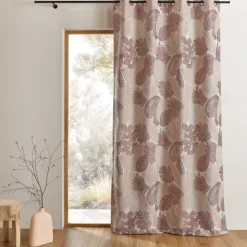 Rideau jacquard en poly-coton à motifs feuilles