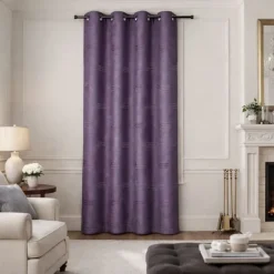 Rideau jacquard à formes géométriques et œillets