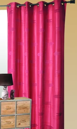 Rideau jacquard à formes géométriques et œillets