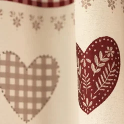 Rideau jacquard à œillets avec haut vichy et motifs cœurs