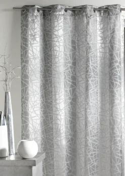 Rideau jacquard à imprimés et rayures verticales