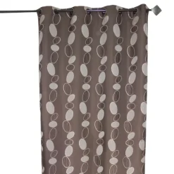 Rideau jacquard marron motif de galets