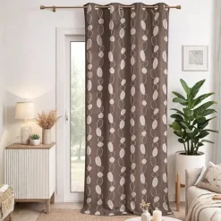 Rideau jacquard marron motif de galets