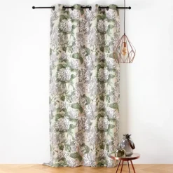 Rideau jacquard à motif hortensia