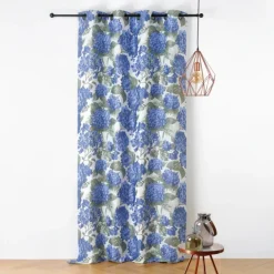 Rideau jacquard à motif hortensia