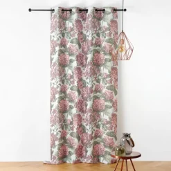 Rideau jacquard à motif hortensia