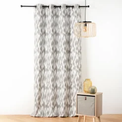 Rideau jacquard motif ikat en fils upcyclés