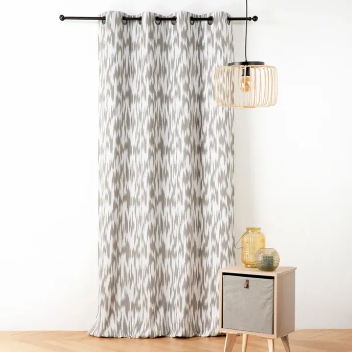 Rideau jacquard motif ikat en fils upcyclés