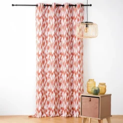 Rideau jacquard motif ikat en fils upcyclés