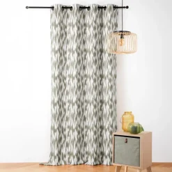 Rideau jacquard motif ikat en fils upcyclés