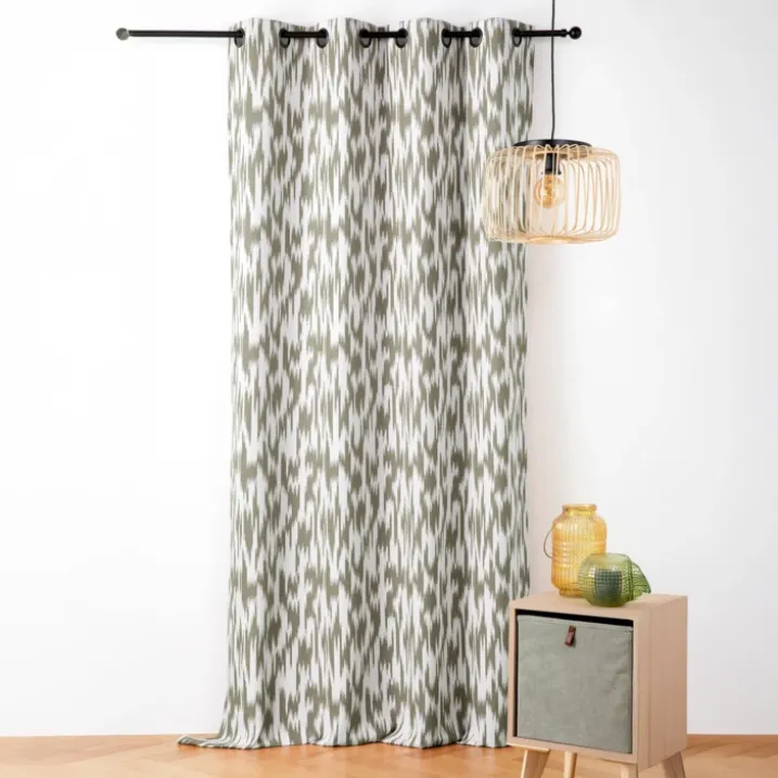 Rideau jacquard motif ikat en fils upcyclés