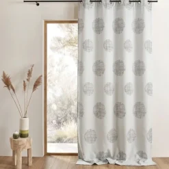 Rideau jacquard à motifs ronds chinés
