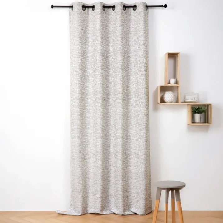 Rideau jacquard à oeillets effet tweed