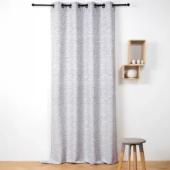Rideau jacquard à oeillets effet tweed
