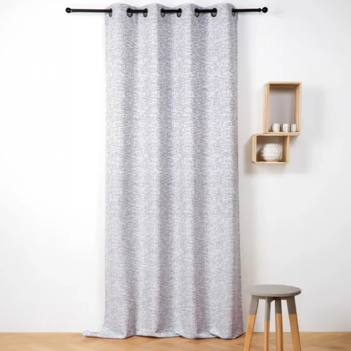 Rideau jacquard à oeillets effet tweed