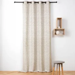 Rideau jacquard à oeillets effet tweed