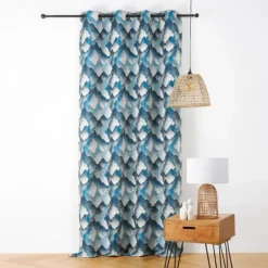 Rideau jacquard à oeillets motif minéral