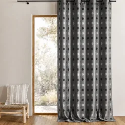 Rideau jacquard à pois ton sur ton