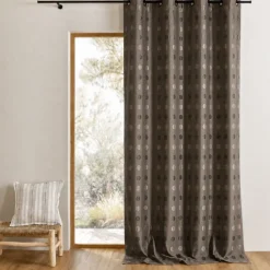 Rideau jacquard à pois ton sur ton
