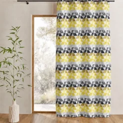 Rideau jacquard tamisant motifs triangles