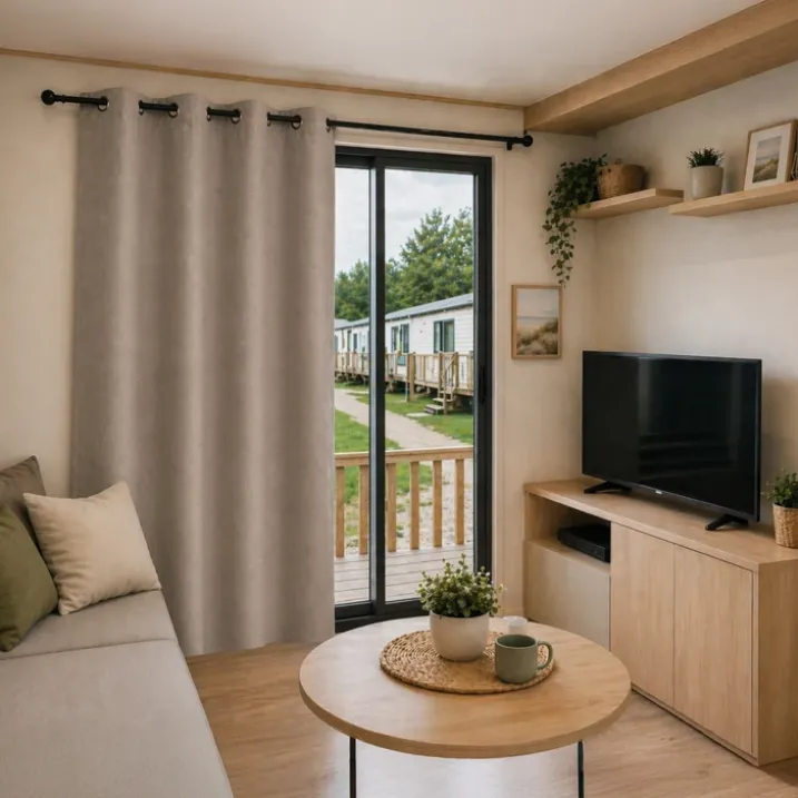 Rideau mobil home 100% occultant fenêtres et baies vitrées