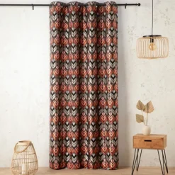 Rideau motif art déco effet velours à oeillets