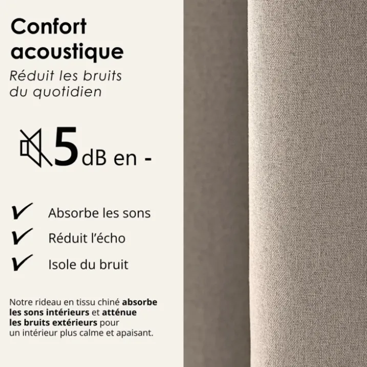 Rideau 100% occultant double face galon fronceur MIDNIGHT
