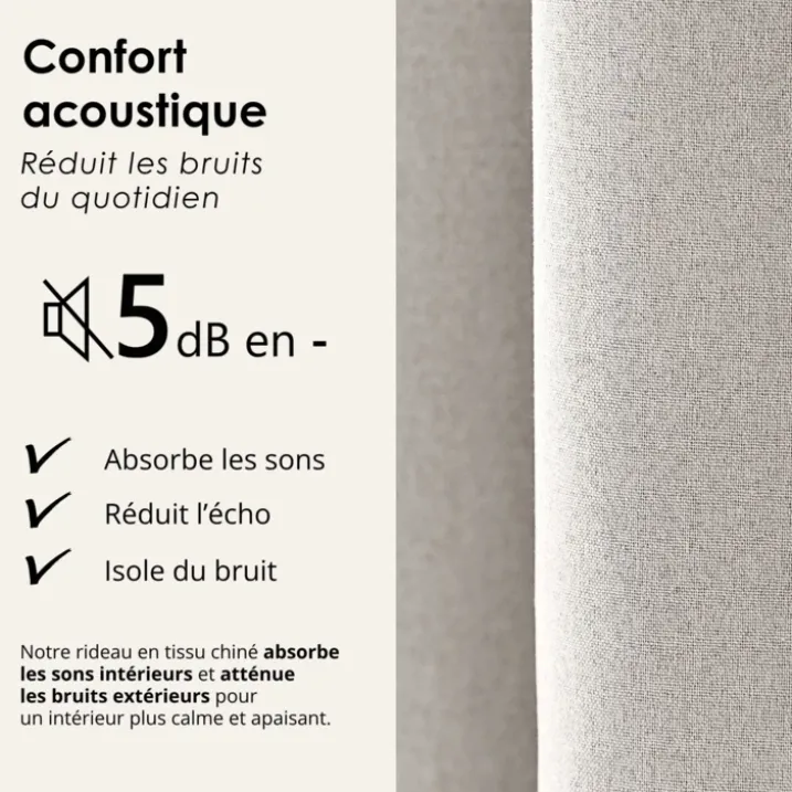 Rideau 100% occultant double face galon fronceur MIDNIGHT