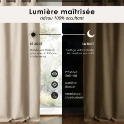 Rideau 100% occultant double face galon fronceur MIDNIGHT
