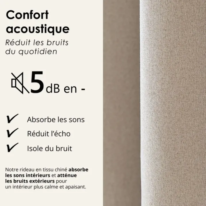 Rideau 100% occultant double face galon fronceur MIDNIGHT