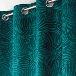 Rideau occultant en velours feuilles de monstera