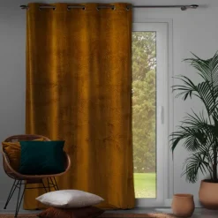Rideau occultant en velours feuilles de monstera